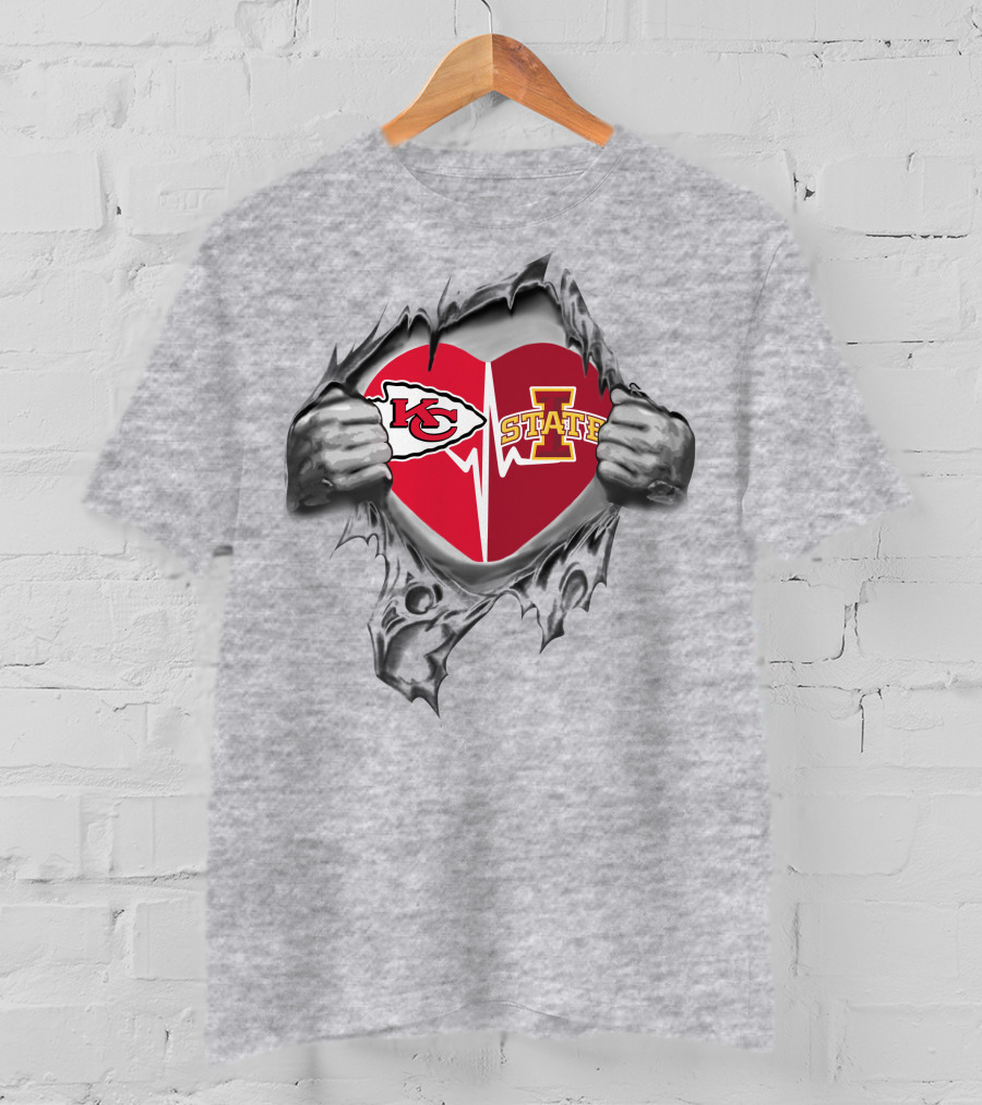 Kansas City Chiefs Iowa State Cyclones Heart Symbol T-Shirt