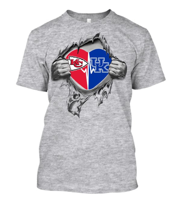 Kansas City Chiefs Kentucky Wildcats Heart Split T-Shirt