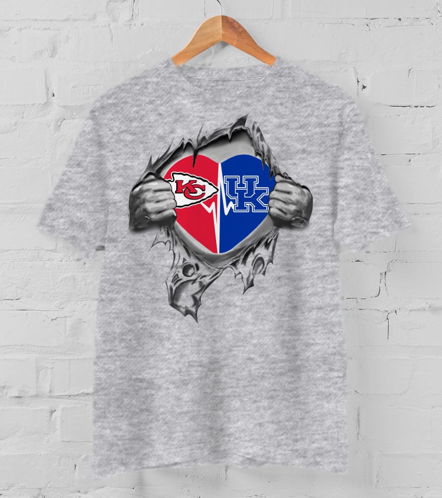 Kansas City Chiefs Kentucky Wildcats Heart Split T-Shirt