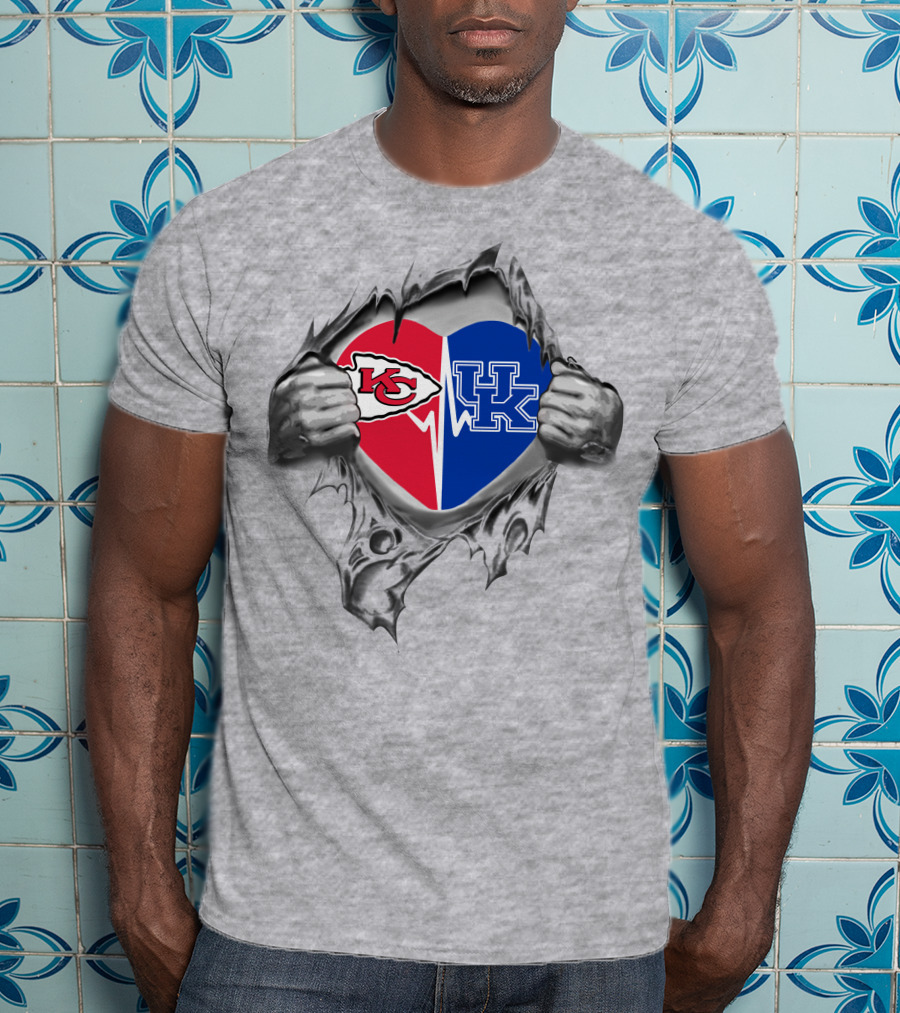 Kansas City Chiefs Kentucky Wildcats Heart Split T-Shirt