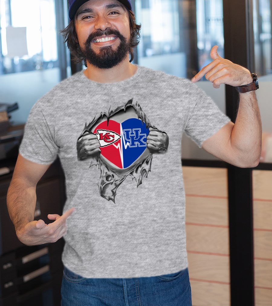 Kansas City Chiefs Kentucky Wildcats Heart Split T-Shirt