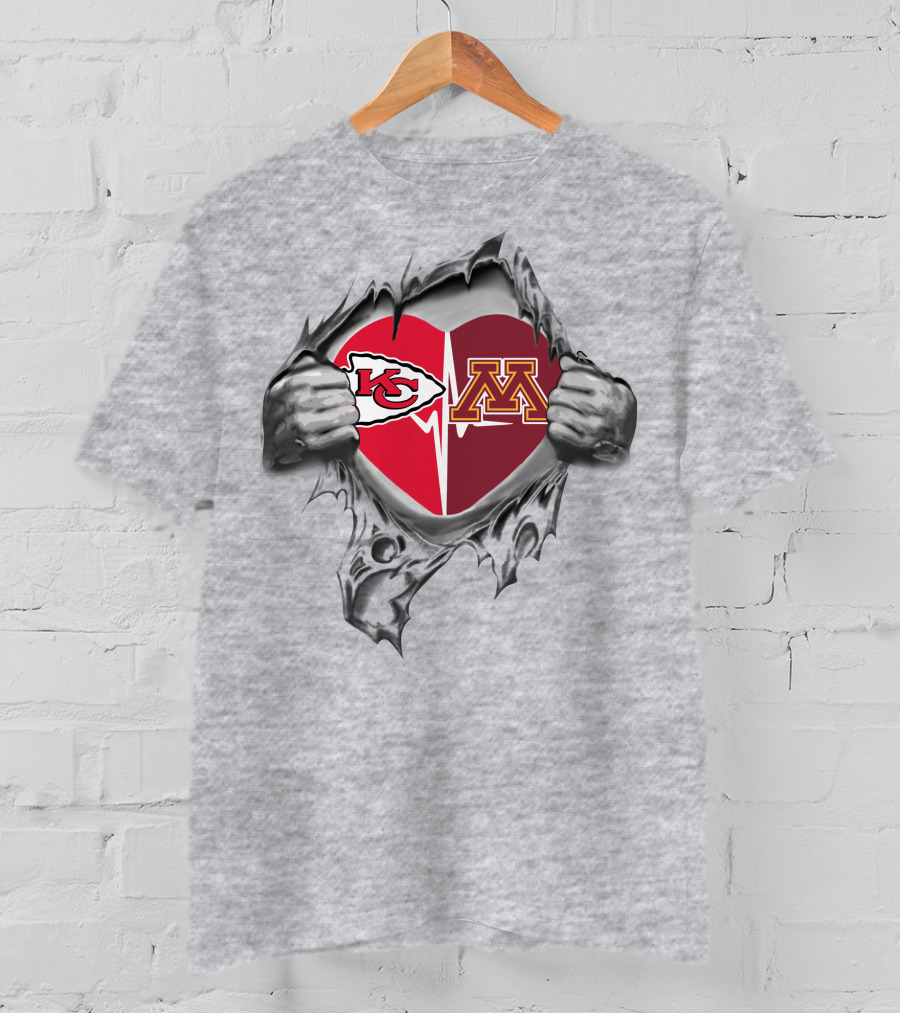 Chiefs Minnesota Golden Gophers Heart Logo Symbol Connection T-Shirt