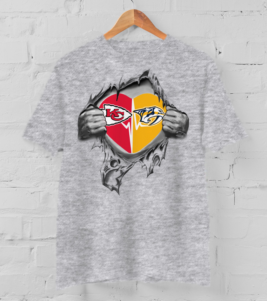 Chiefs Nashville Predators Heart T-Shirt