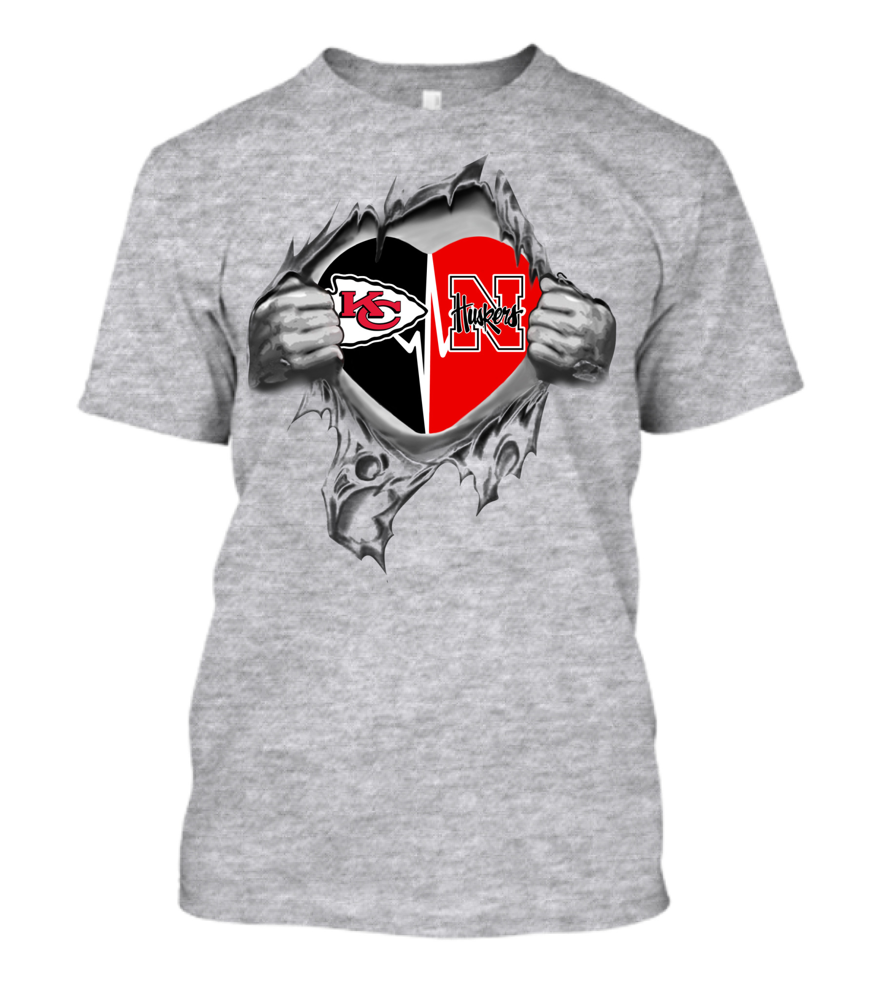 Chiefs Nebraska Cornhuskers Heart Kansas City Logo N Huskers T-Shirt