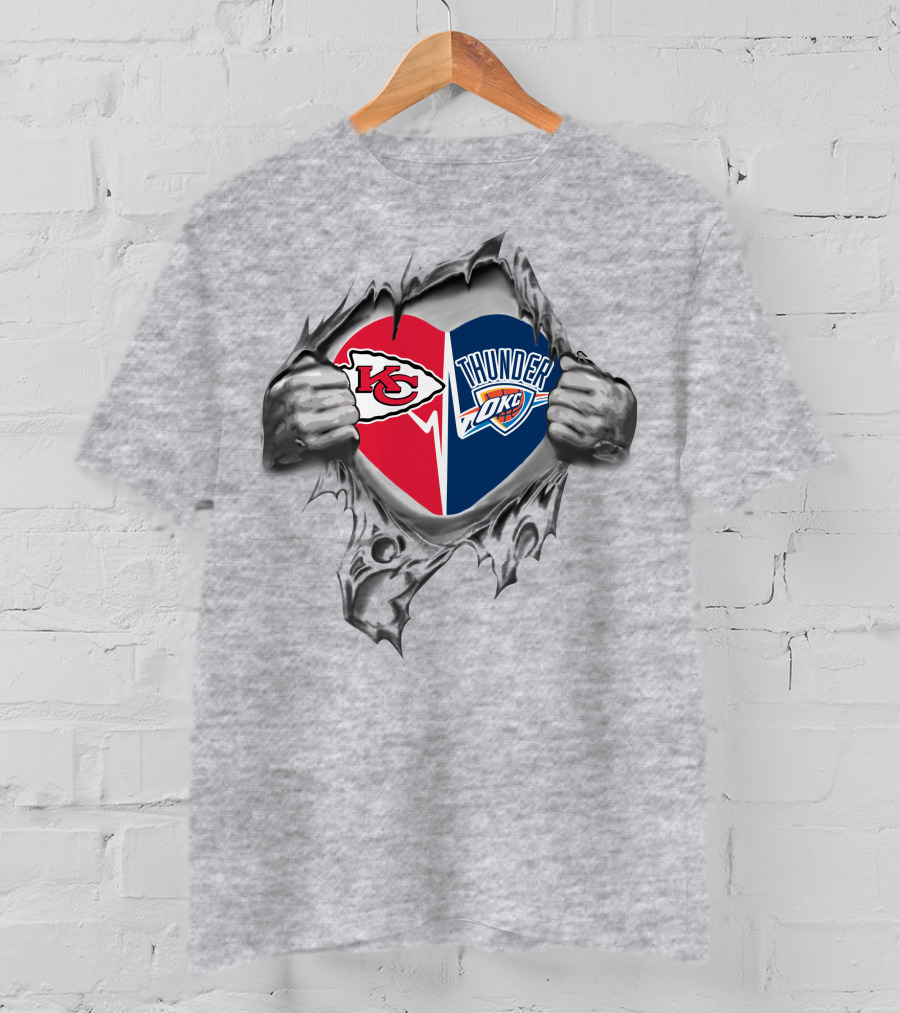 Chiefs Thunder Okc Heart Rip T-Shirt