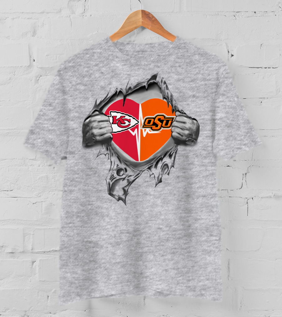 Chiefs Heartbeat Osu Cowboys Kansas City Loyalty T-Shirt