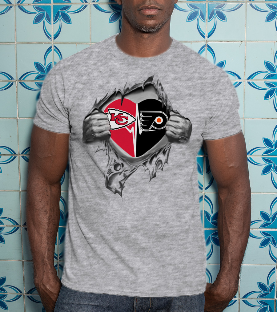 Chiefs Philadelphia Flyers Heart Design Chiefs Philadelphia Flyers It's In My Heart T-Shirt