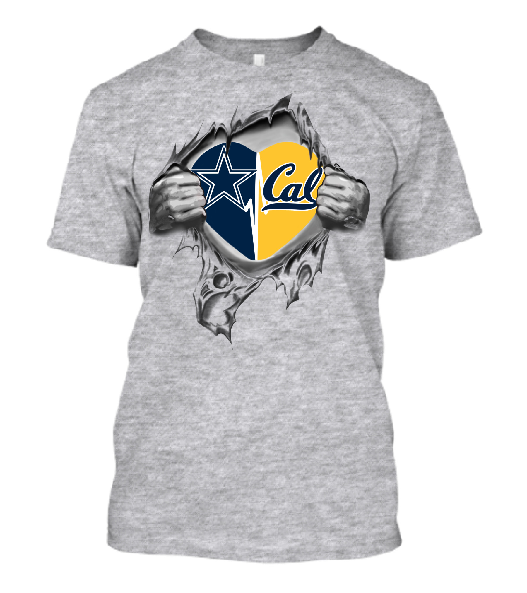 Cowboys And California Golden Bears Heart T-Shirt