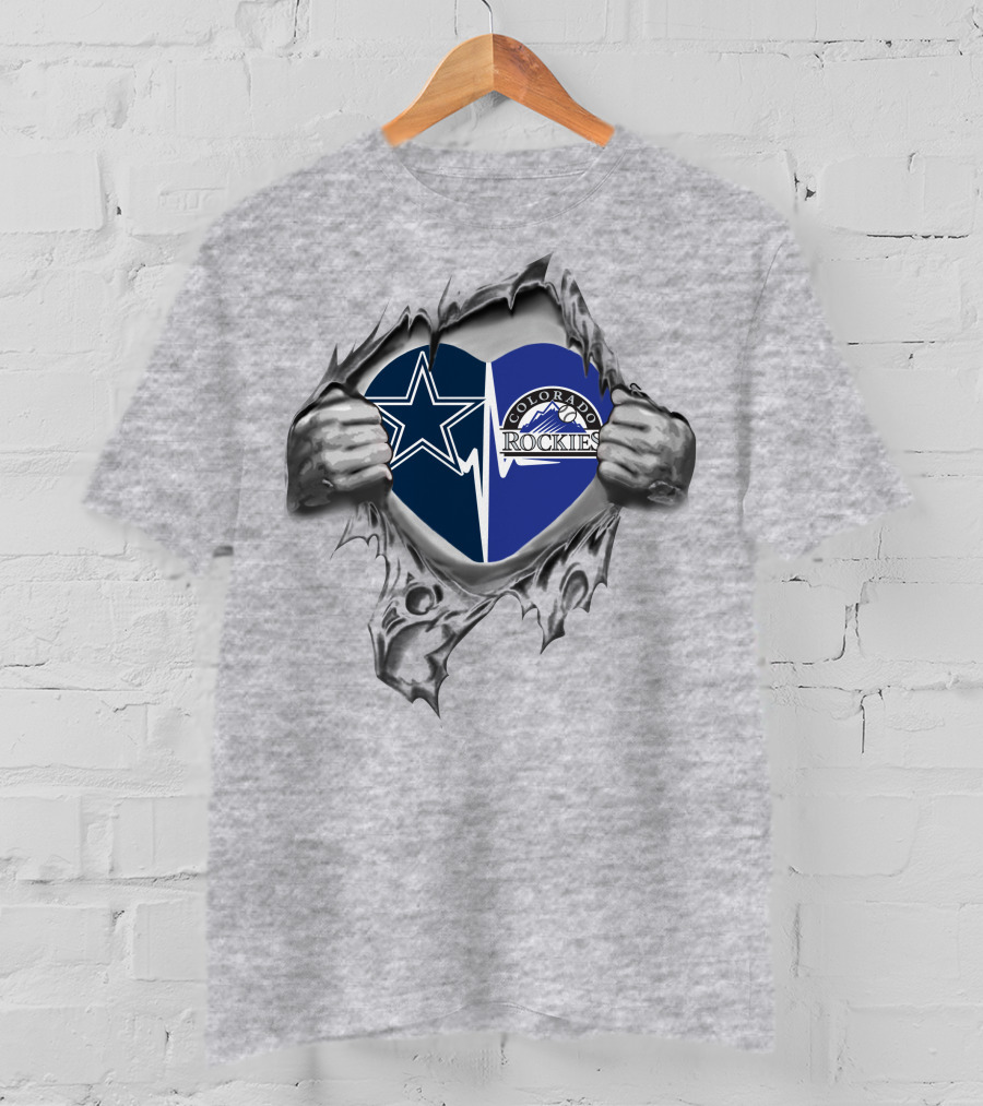 Dallas Cowboys And Colorado Rockies Heart T-Shirt