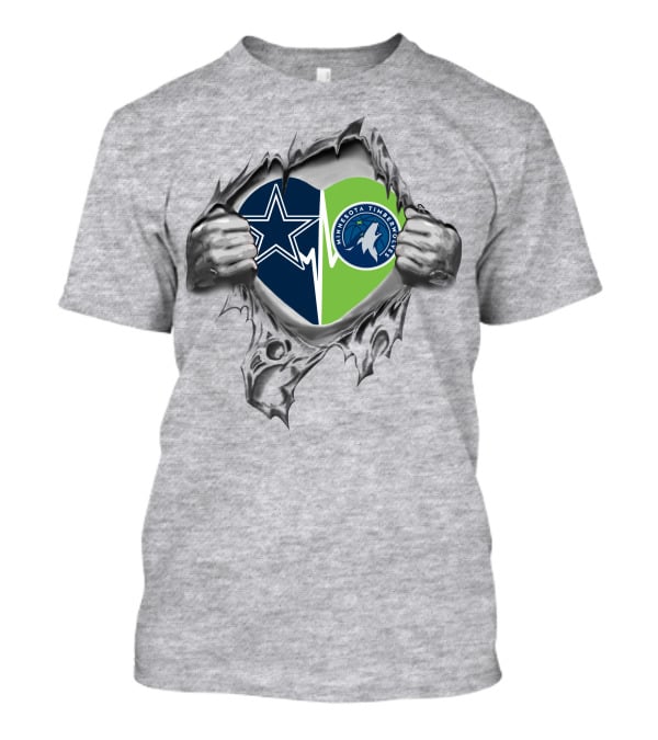 Cowboys Minnesota Timberwolves Heart Logo Tear T-Shirt