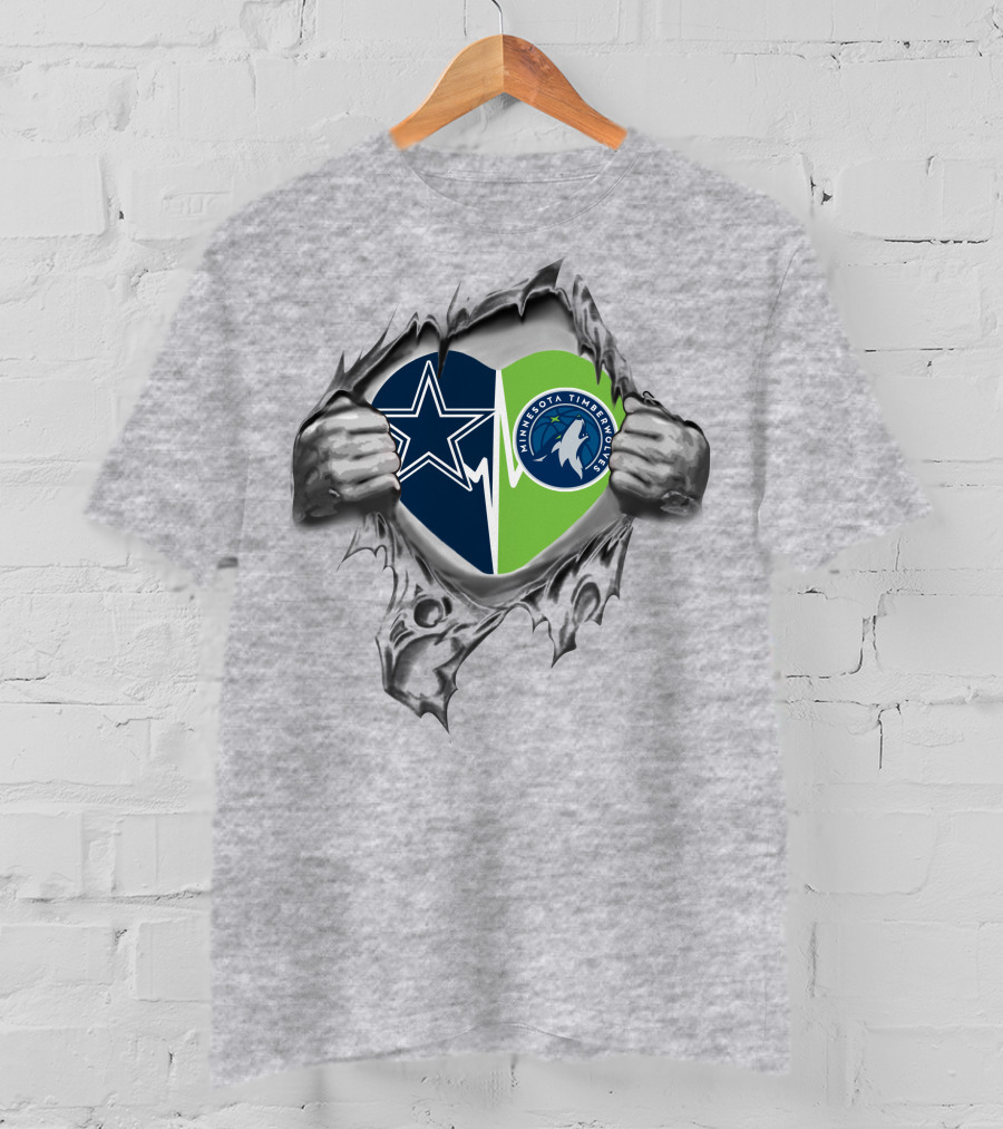 Cowboys Minnesota Timberwolves Heart Logo Tear T-Shirt