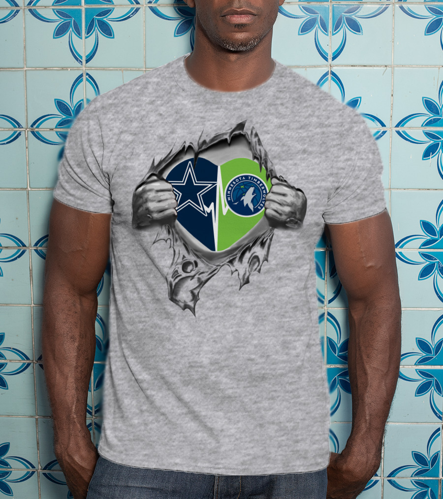 Cowboys Minnesota Timberwolves Heart Logo Tear T-Shirt