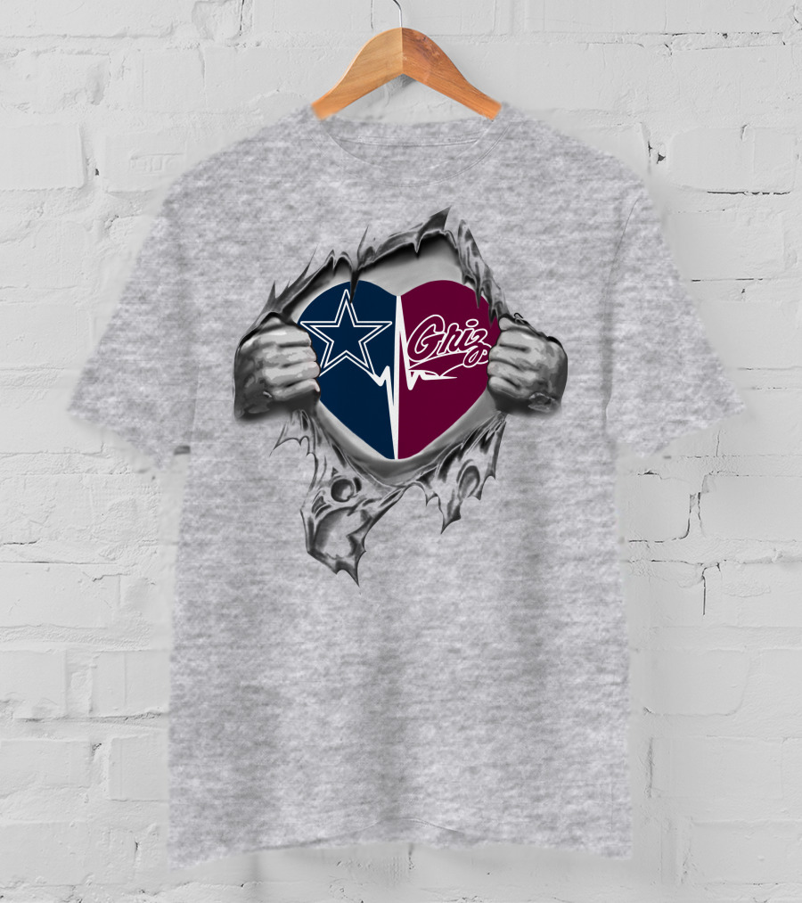 Cowboys Griz Heart Split T-Shirt