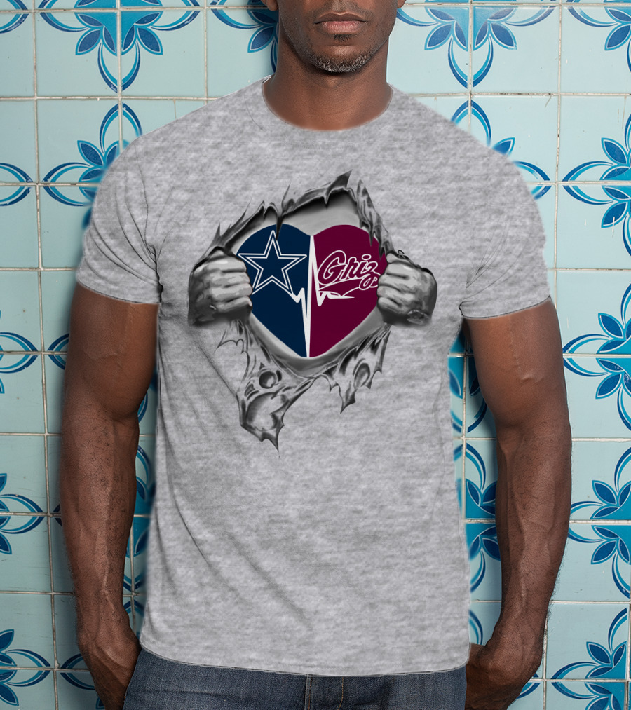 Cowboys Griz Heart Split T-Shirt