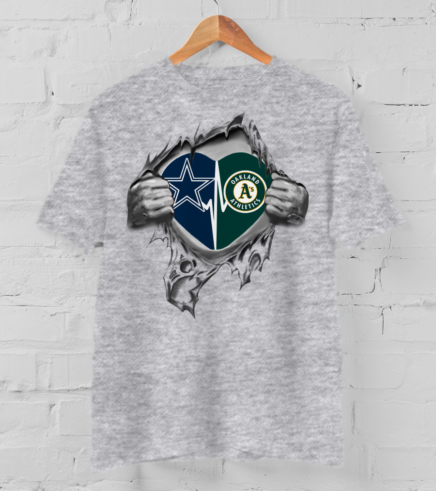 Cowboys Heart And Oakland Athletics Passion T-Shirt