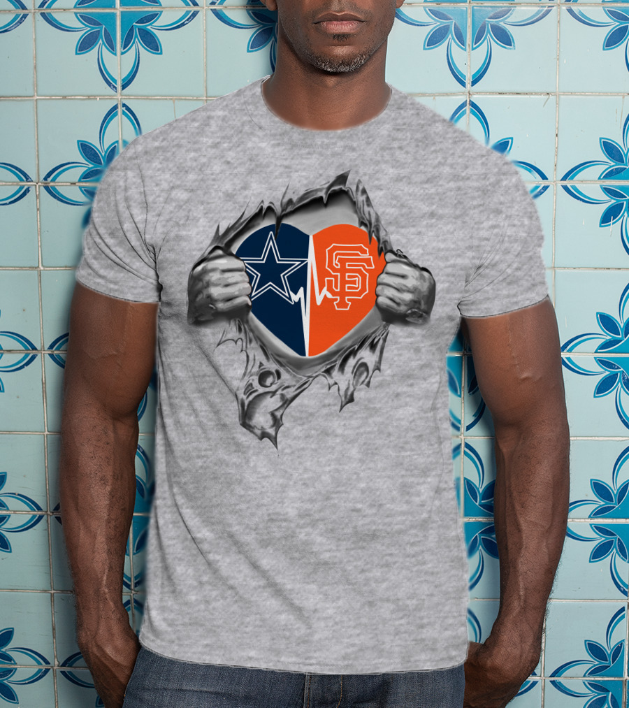Cowboys San Francisco Giants Heartbeat Love T-Shirt