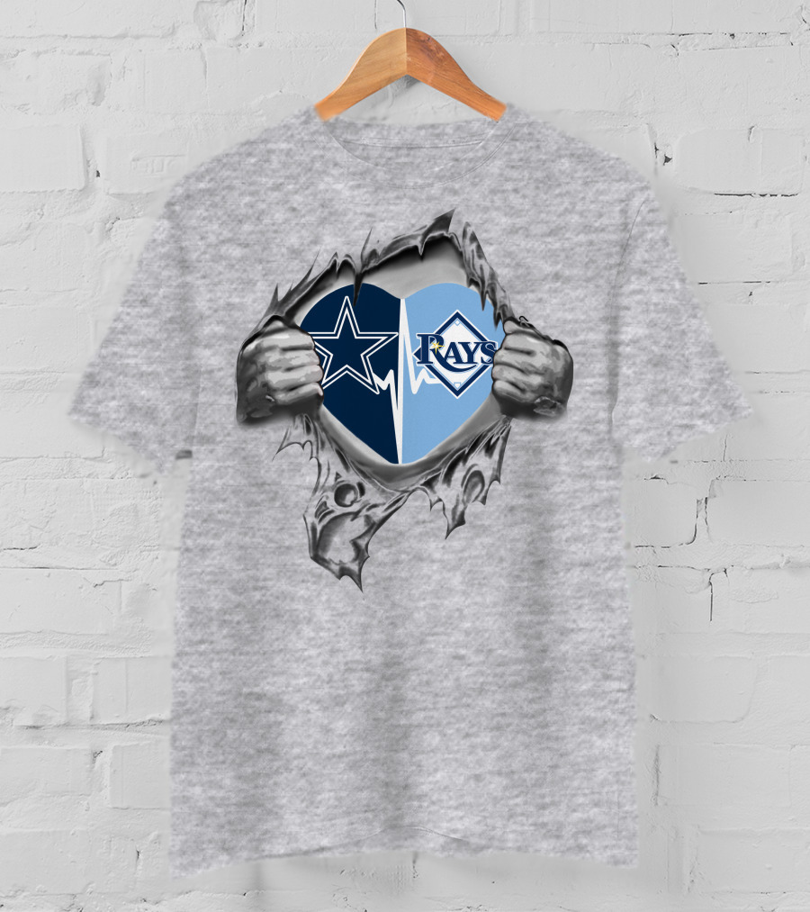 Cowboys Tampa Bay Rays Star Logo Heart T-Shirt