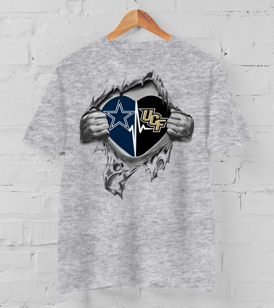 Cowboys Ucf Knights Heartbeat Logo Blend T-Shirt