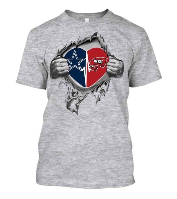 Cowboys Wku Hilltoppers Heart Torn Open T-Shirt