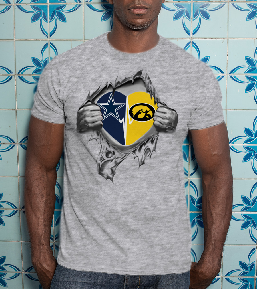 Cowboys Iowa Hawkeyes Heart Dallas Iowa Football Fans T-Shirt