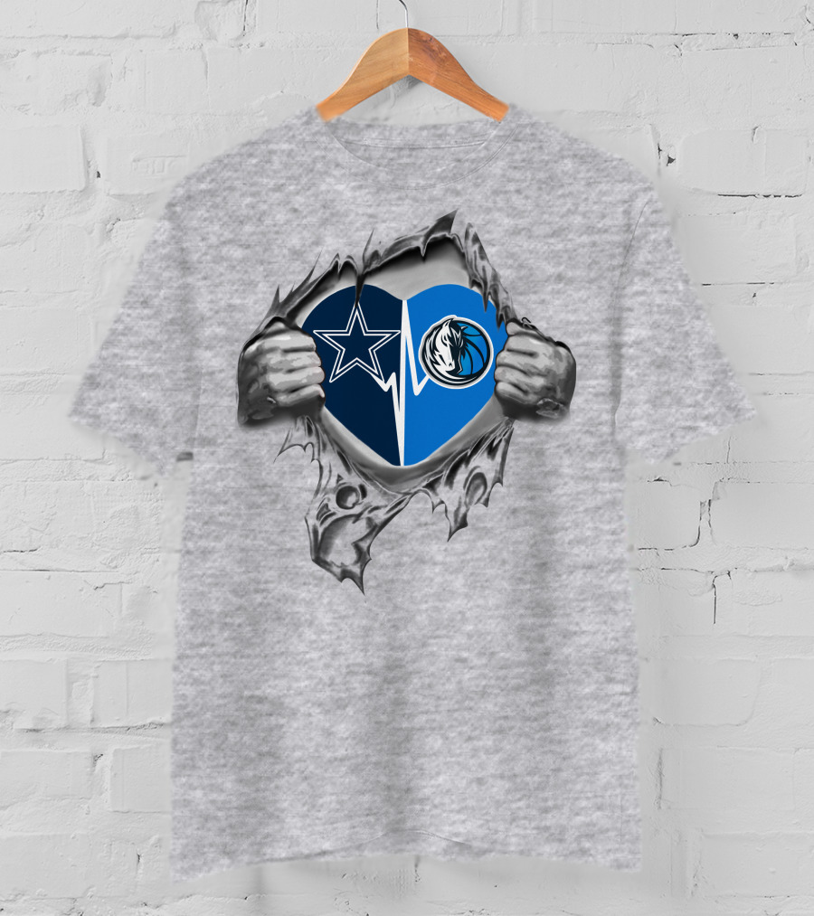 Cowboys Dallas Mavericks Heartbeat Fan Pride T-Shirt