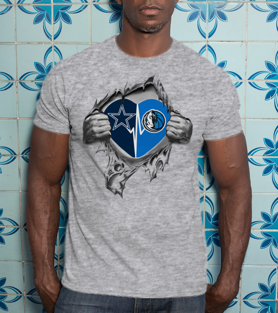 Cowboys Dallas Mavericks Heartbeat Fan Pride T-Shirt