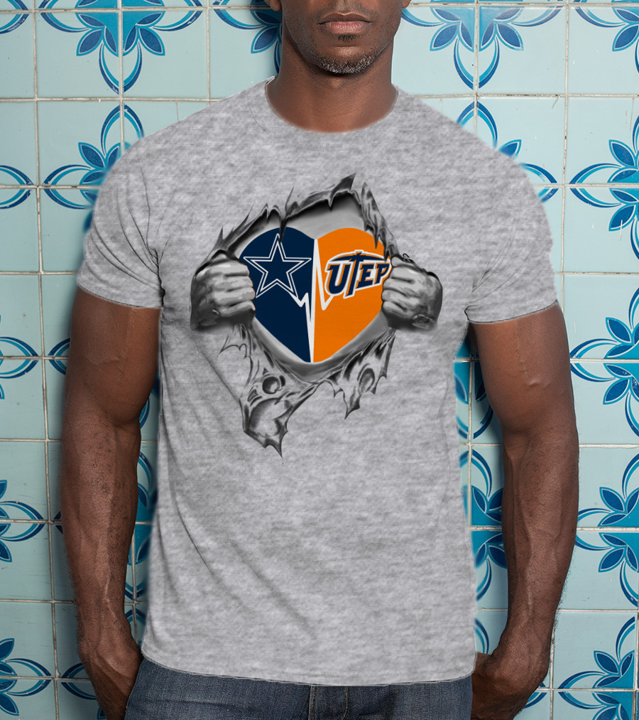 Cowboys Utep Heart Torn Graphic Image El Paso Miners T-Shirt