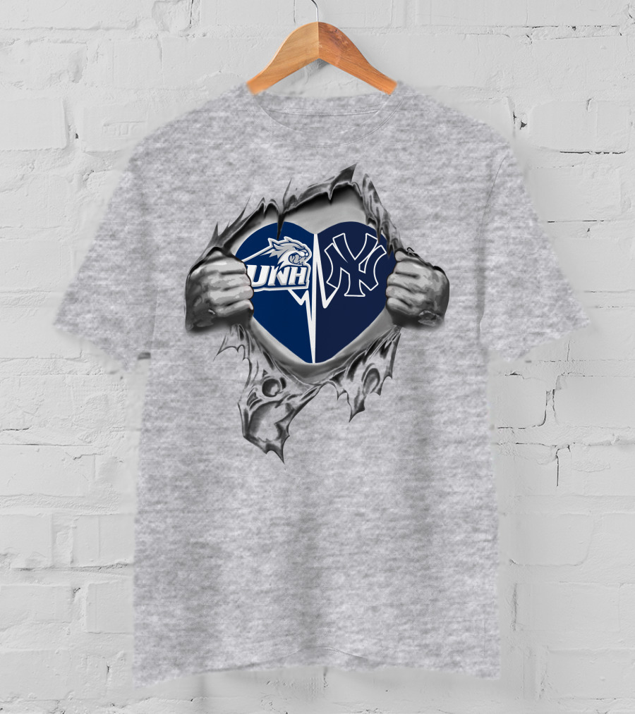 Unh Wildcats Yankees Heart Inside Passion T-Shirt