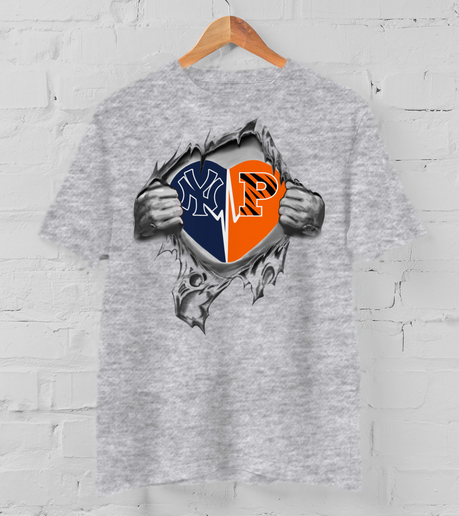 Yankees Princeton Tigers Heart Logo Split T-Shirt