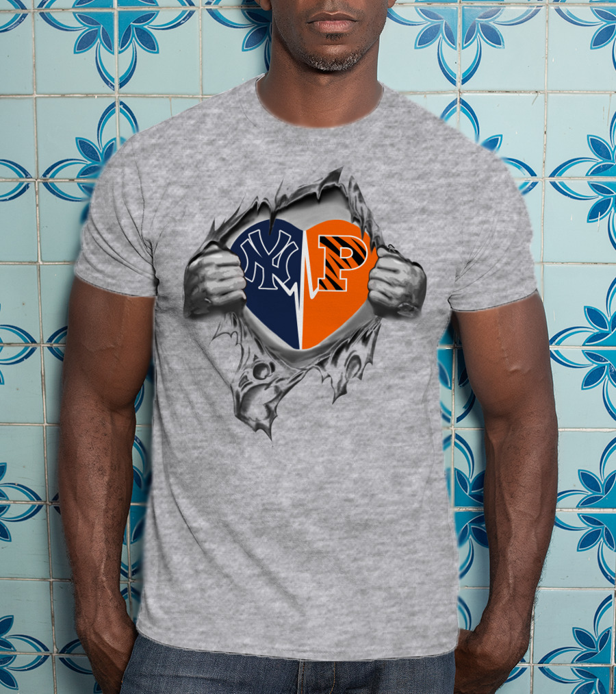 Yankees Princeton Tigers Heart Logo Split T-Shirt