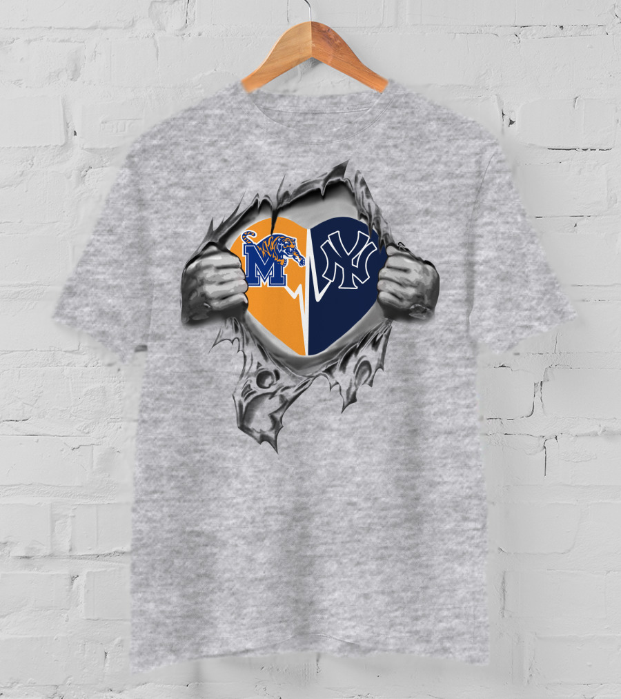 Yankees Memphis Tigers Heart In Torn T-Shirt