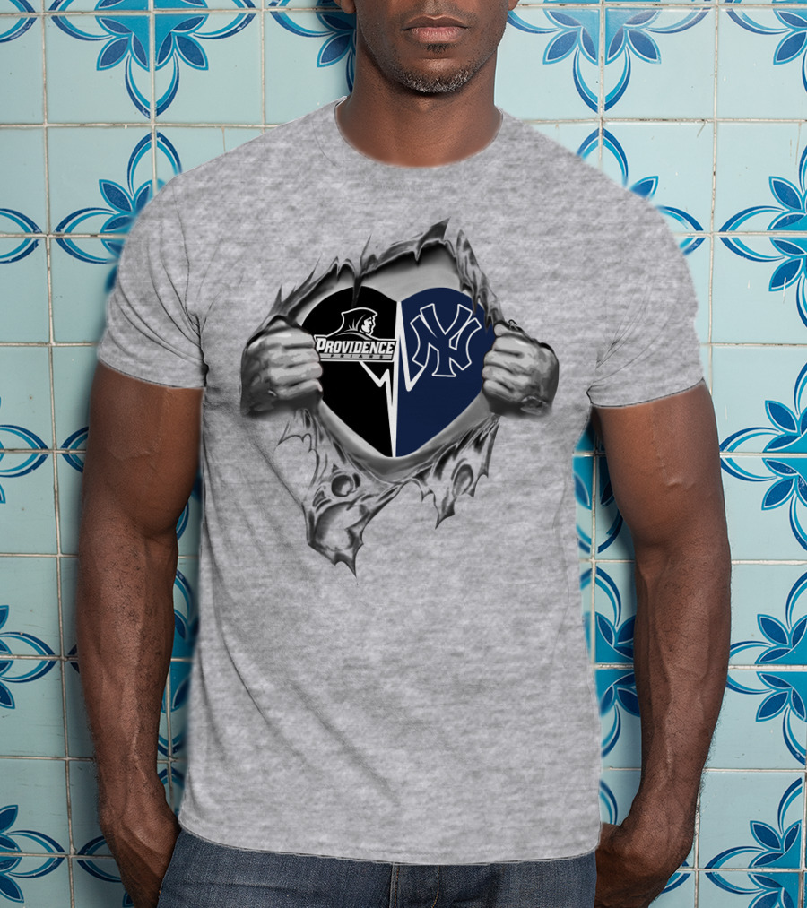 Yankees Providence Friars Heart Torn Open T-Shirt