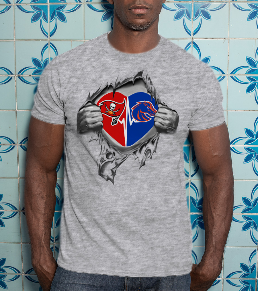 Buccaneers Boise State Broncos Heartbeat Passion T-Shirt