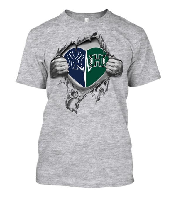 Yankees Hawai'i Rainbow Warriors Heart T-Shirt