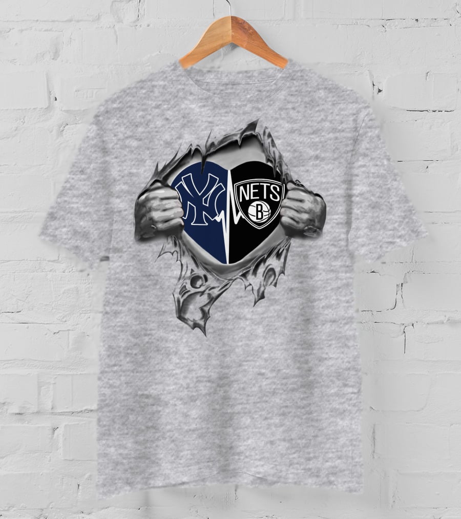 Yankees Brooklyn Nets Heart T-Shirt