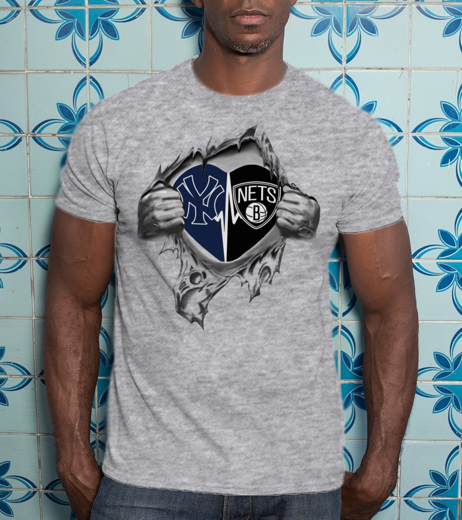 Yankees Brooklyn Nets Heart T-Shirt