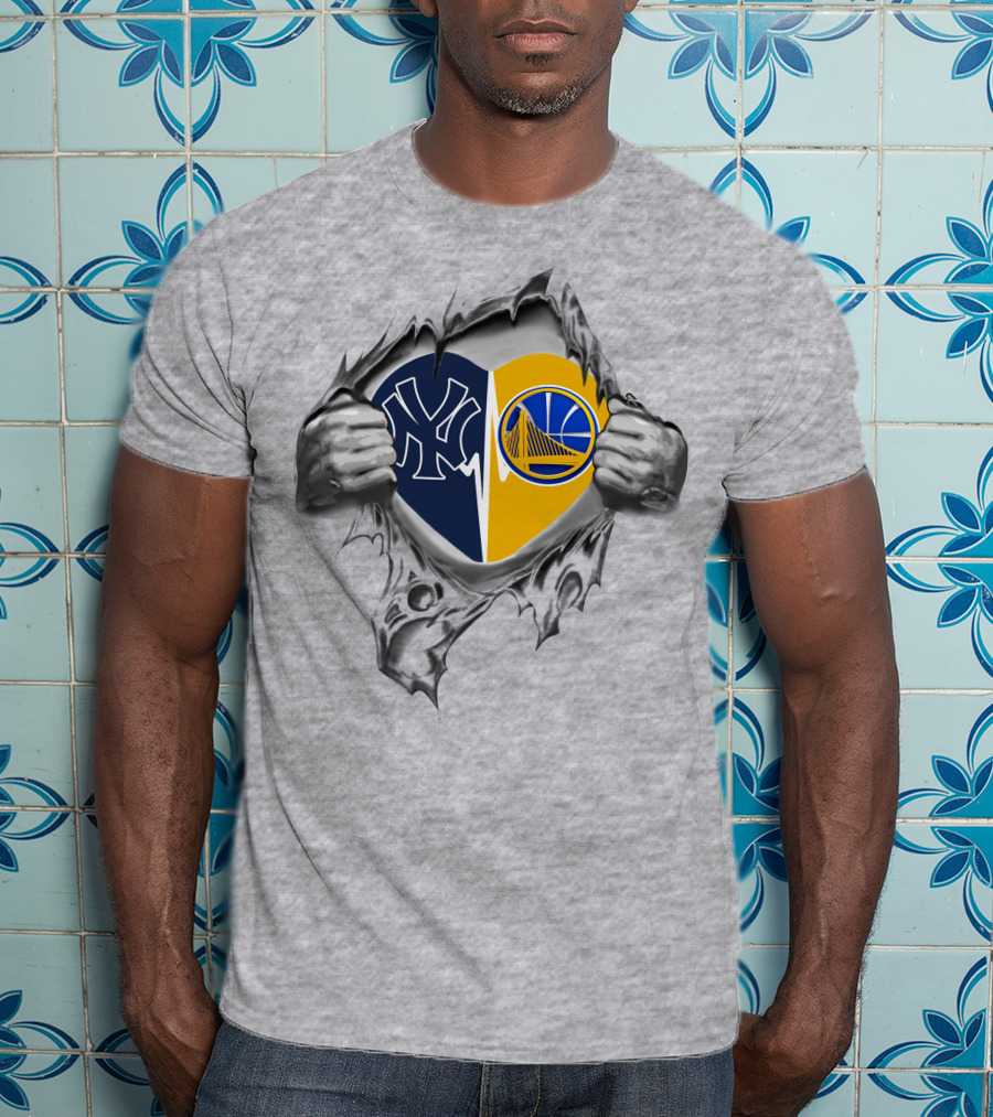 Yankees Golden State Warriors Heart Ripping T-Shirt