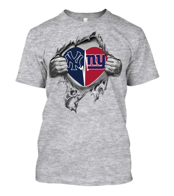 Yankees Giants Heart Half New York Loyalty T-Shirt