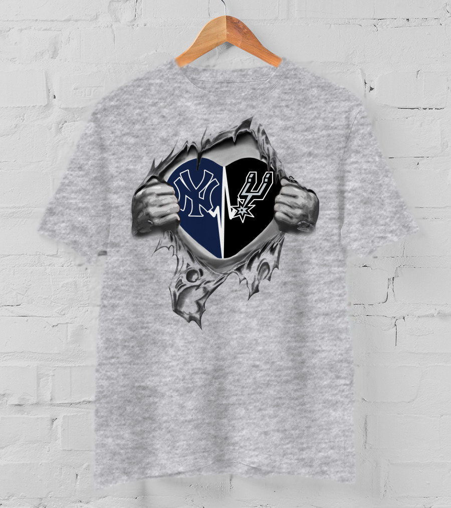 Yankees San Antonio Spurs Heart Connection T-Shirt