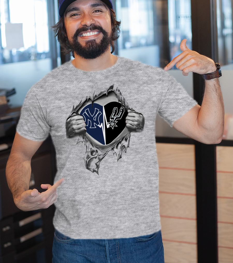 Yankees San Antonio Spurs Heart Connection T-Shirt