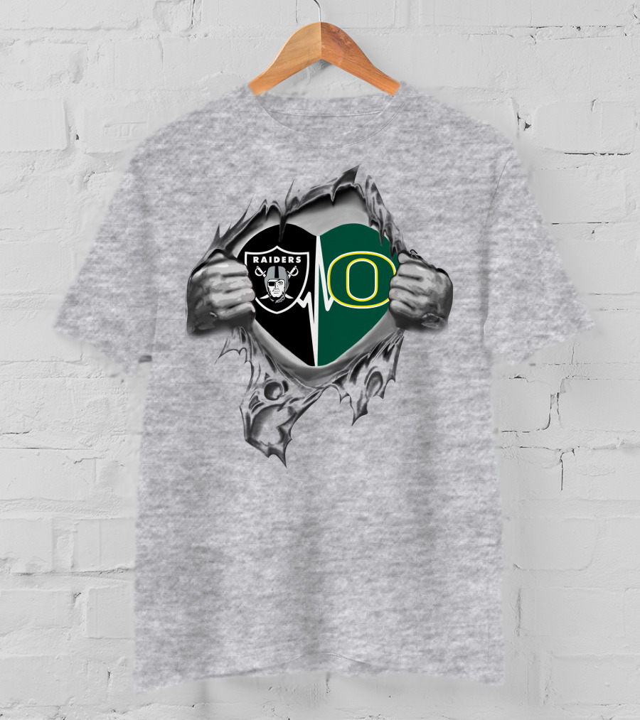 Raiders Ducks Heartbeat Passion Raiders Logo Oregon O T-Shirt