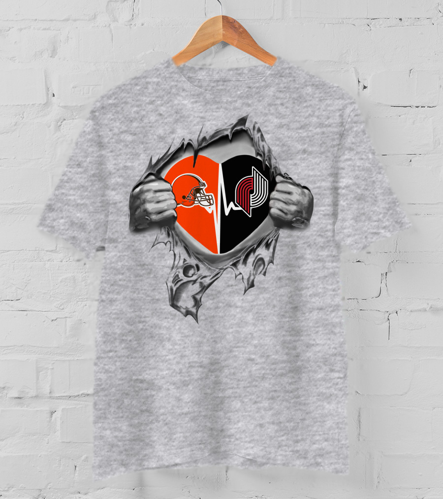 Cleveland Browns Portland Trail Blazers Heart T-Shirt