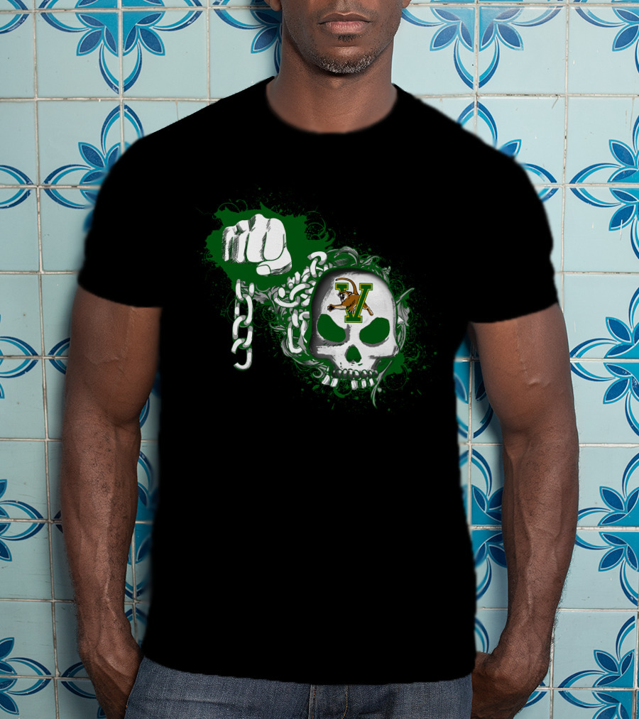Vermont Catamounts Skull Fist And Chains T-Shirt