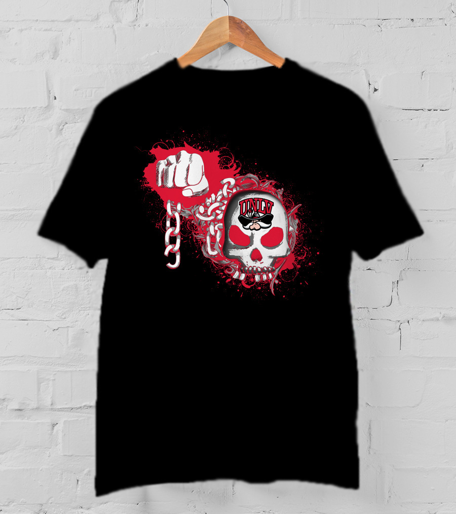 Unlv Rebels Skull And Chains With Fist T-Shirt