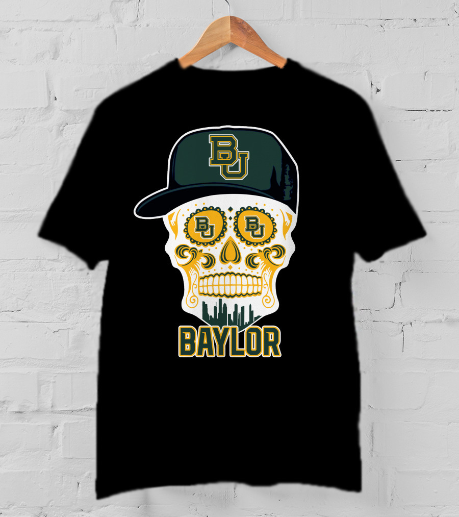 Baylor Bears Skull Bu Hat Retro T-Shirt