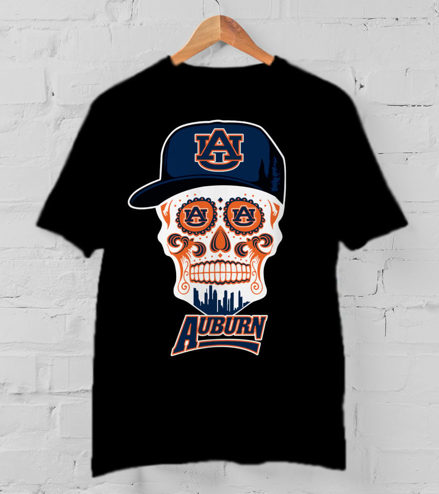 Auburn Tigers Skull With Cap T-Shirt