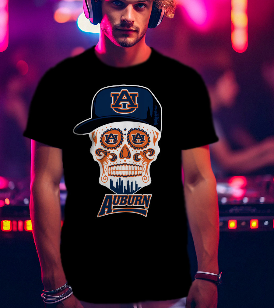 Auburn Tigers Skull With Cap T-Shirt