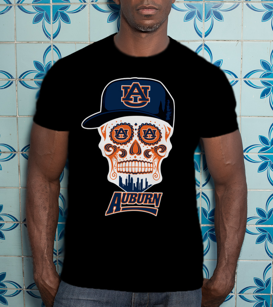 Auburn Tigers Skull With Cap T-Shirt