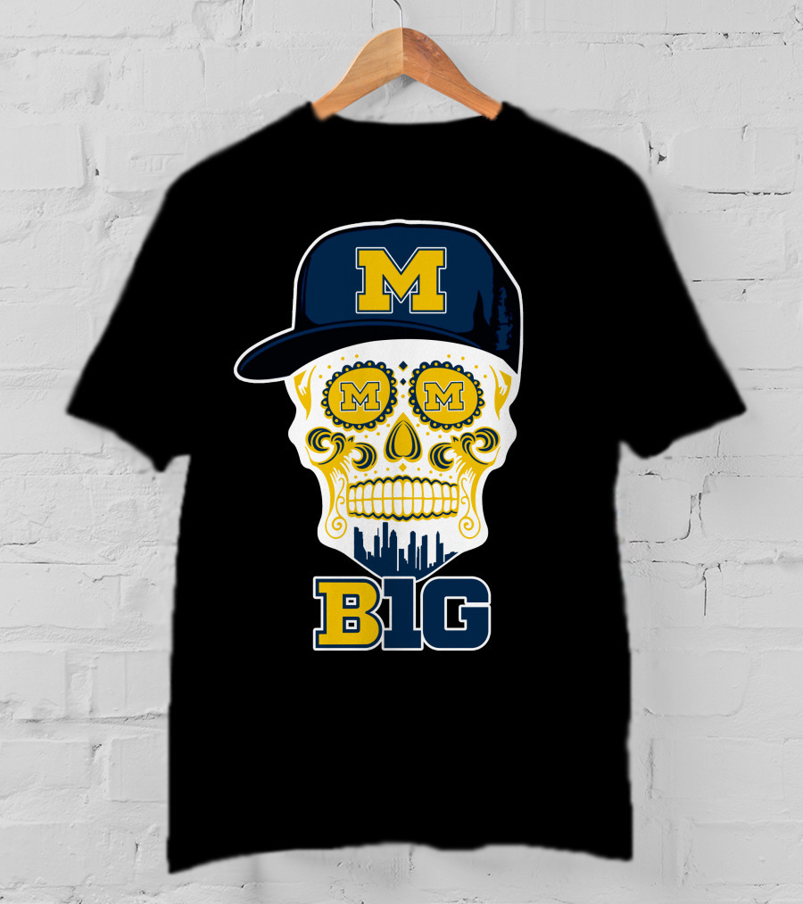 Michigan Wolverines Big Ten Skull Cap T-Shirt