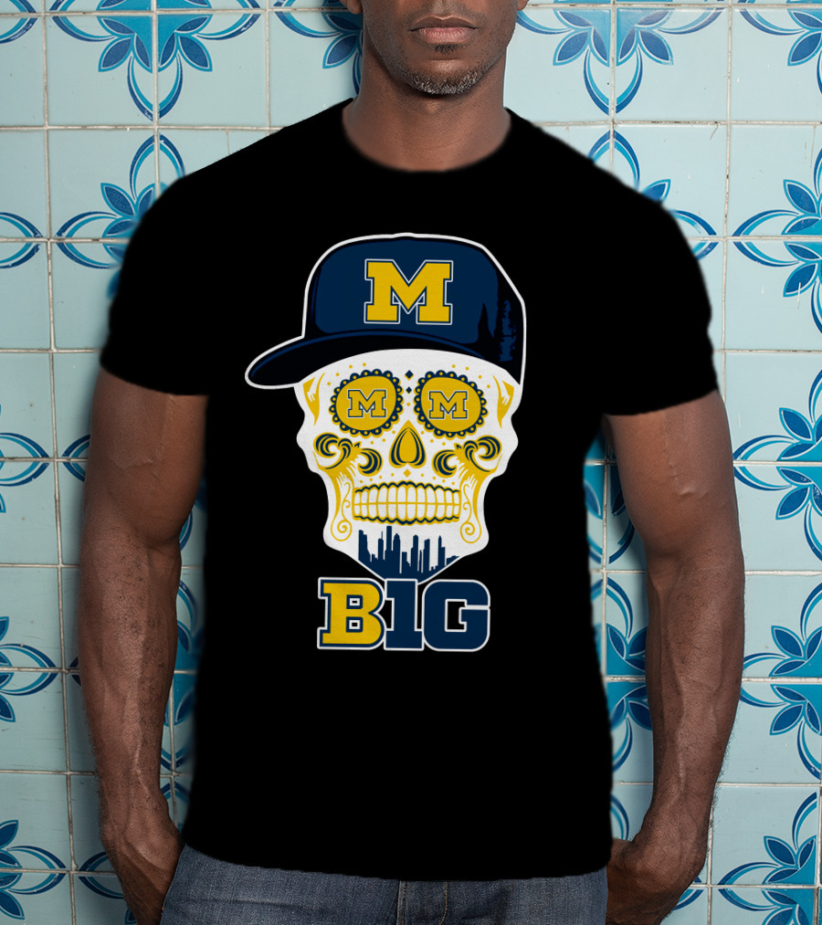 Michigan Wolverines Big Ten Skull Cap T-Shirt